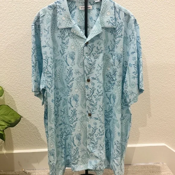 CARIBBEAN Big & Tall Seahorse Print Short Sleeve Woven Camp Shirt. Size 2XL. NEW - Picture 4 of 7